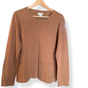 J Crew Women's Teddie‎ Crew Neck Brown Sweater Wool Blend Pullover Timeless Sz L